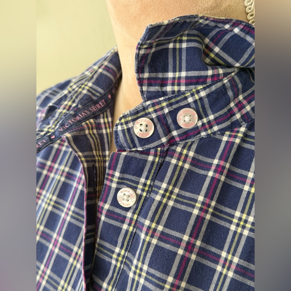 Victoria Secret Navy Plaid Button-Up  Tunic - Picture 10 of 11